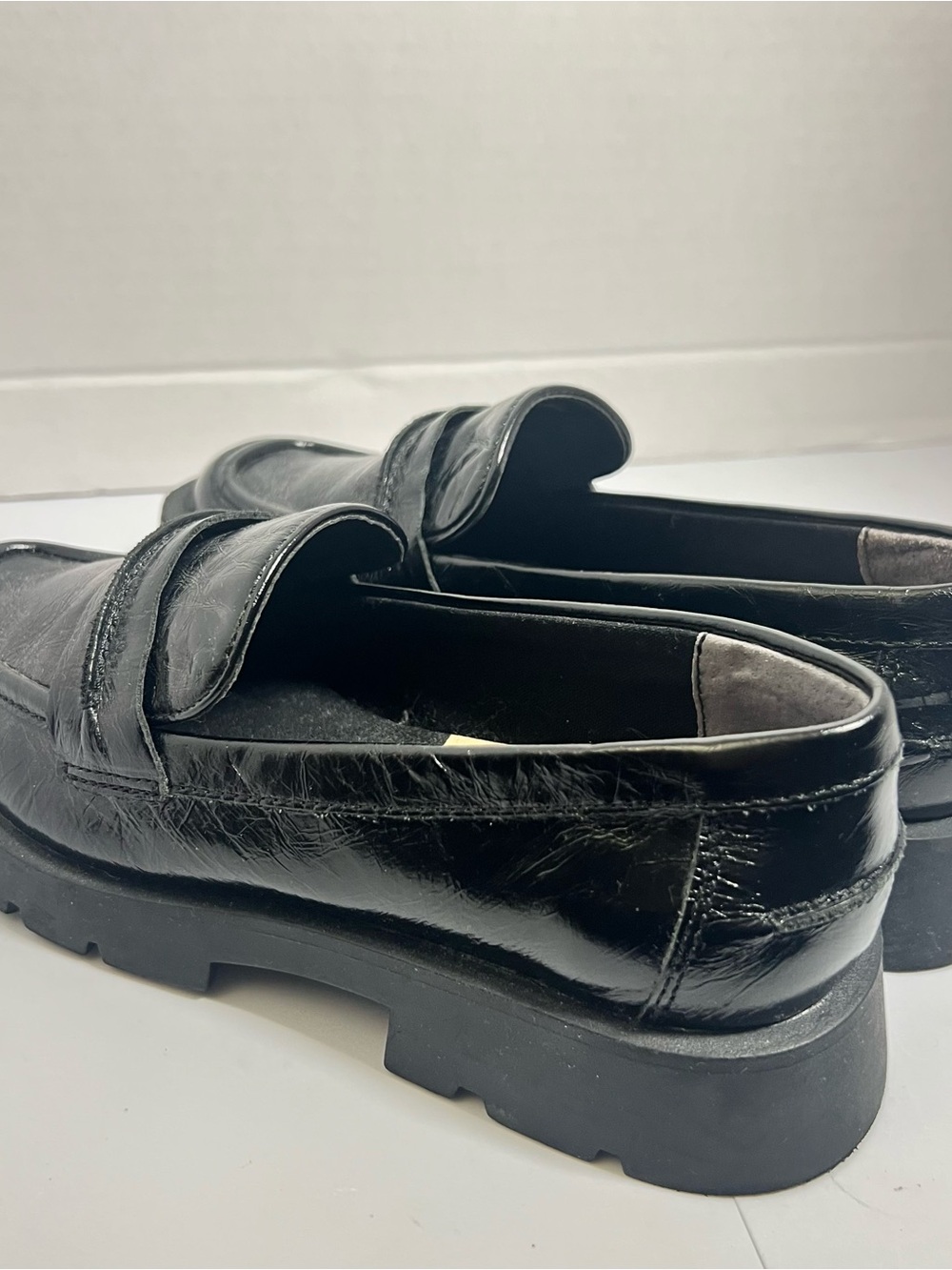 Dolce Vita Black Patent Lug-Sole Penny Loafers